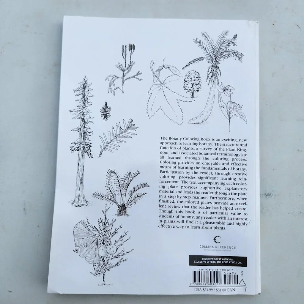 NEW Botany Coloring Book Adult High School Paperback High School Science Activit